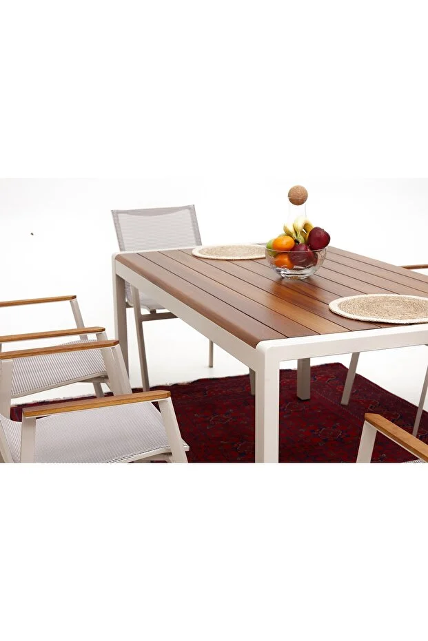 BERUS ALÜMİNYUM BAHÇE BALKON MASA TAKIMI SERAMİK (KREM) 6 Kişilik